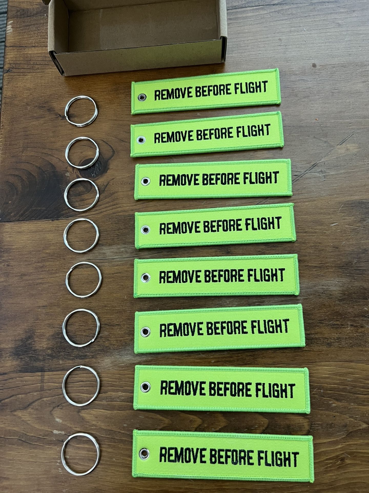Remove Before Flight (lime Green) Pack Key Chains