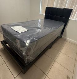 Bed Frame + Twin Mattress Combo (Brand-New)