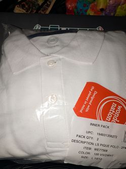 Wonder Nation Long Sleeve Pique Polo 2-Pack White Size L 10/12