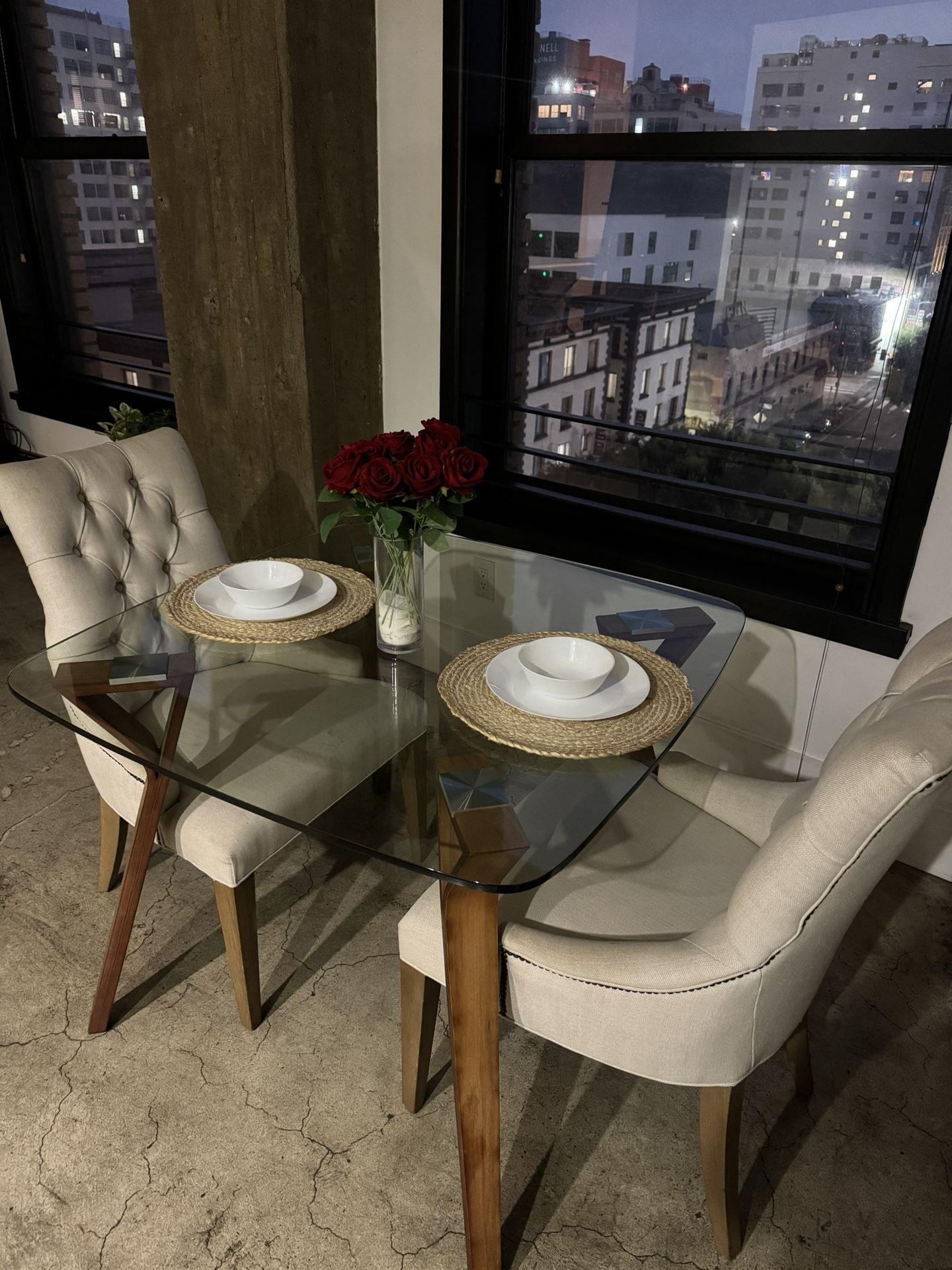 Glass Dining Room Table & Chairs