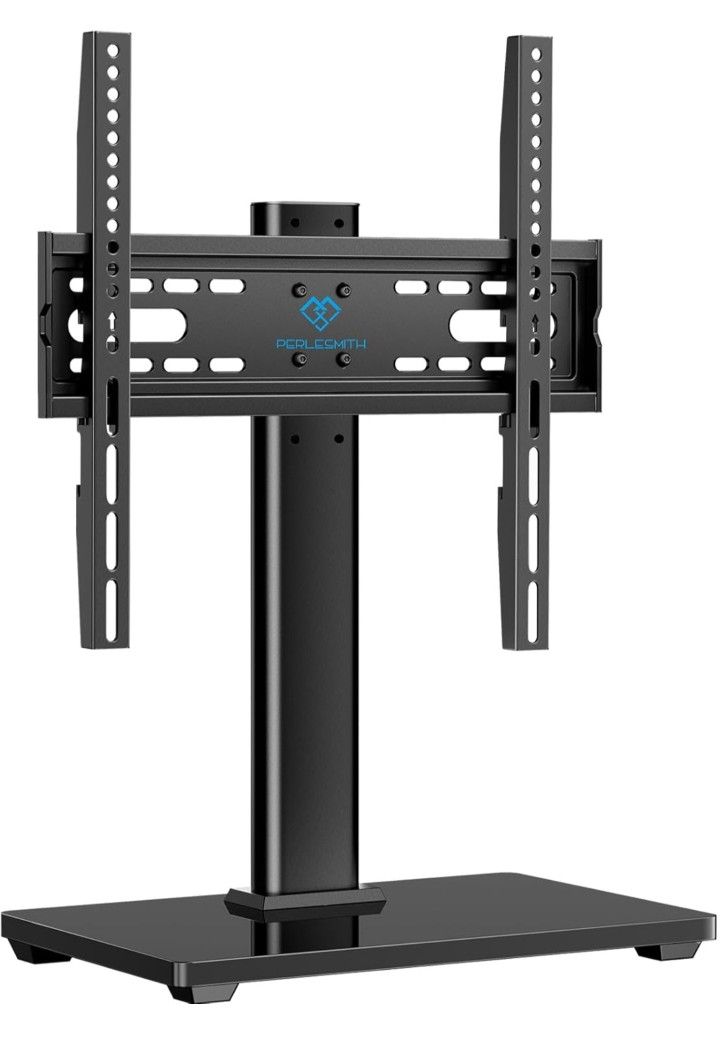 Universal TV Stand, Table Top TV Stand for 32-60 inch TVs & Monitors, Height Adjustable TV Mount Stand Holds up to 88 lbs with Tempered Glass Base