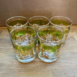 Vintage Libbey Glass Co “Leaf and Vine” whiskey glasses-set of 5