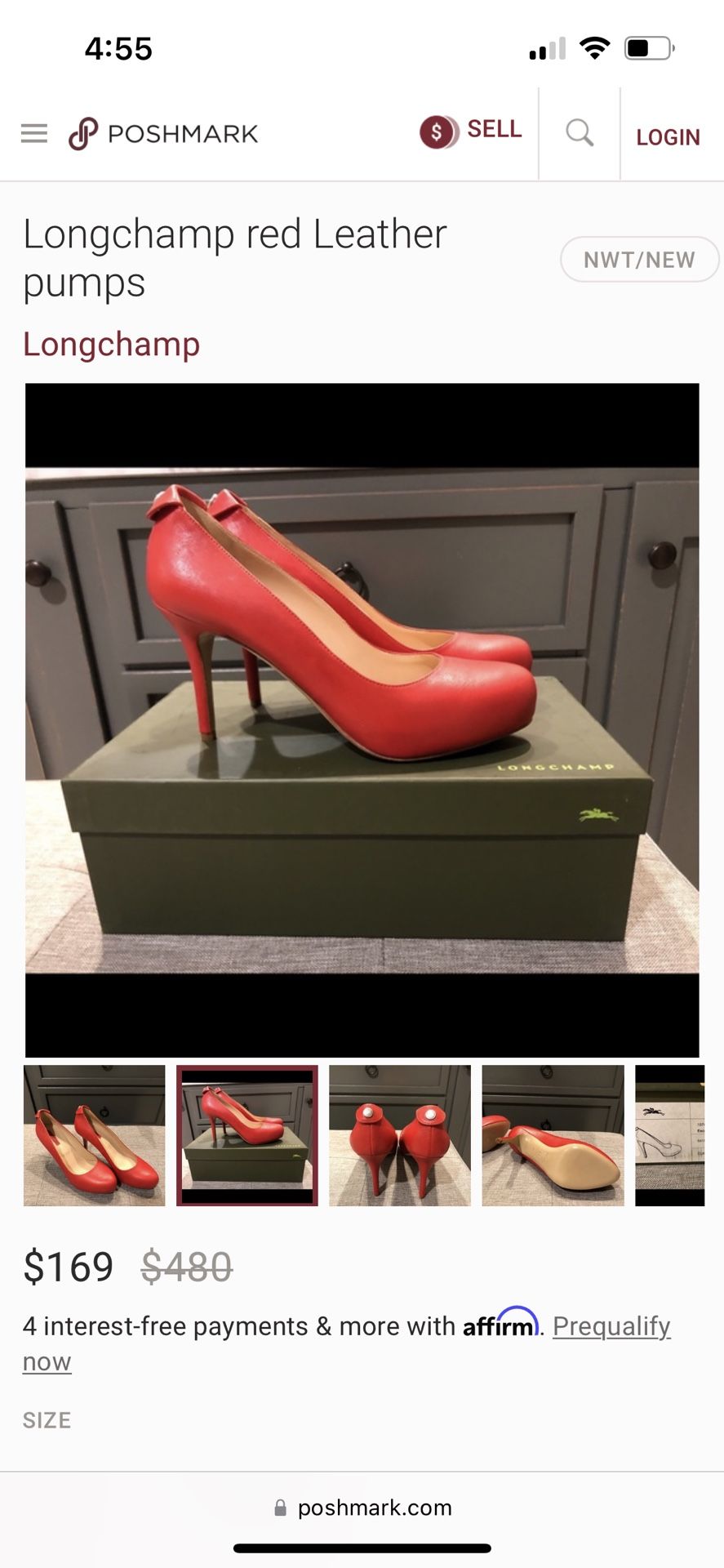 Long Champ Red Leather Pumps π Size 8.5-9