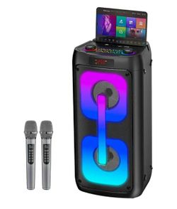 Karaoke Machine with Screen and 2 Wireless Microphones