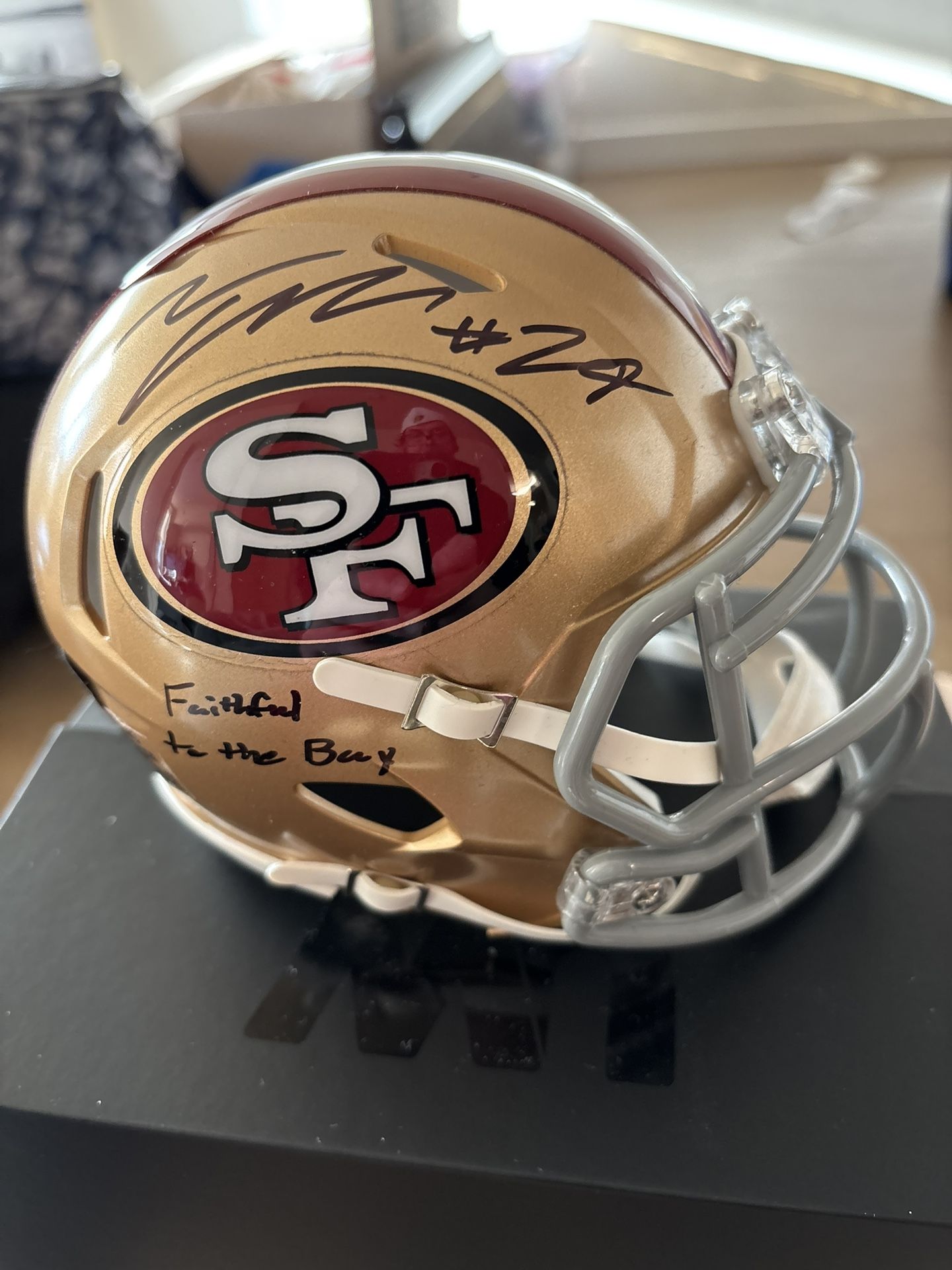 TALANOA HUFANGA AUTOGRAPHED SAN FRANCISCO 49ERS SPEED MINI HELMET