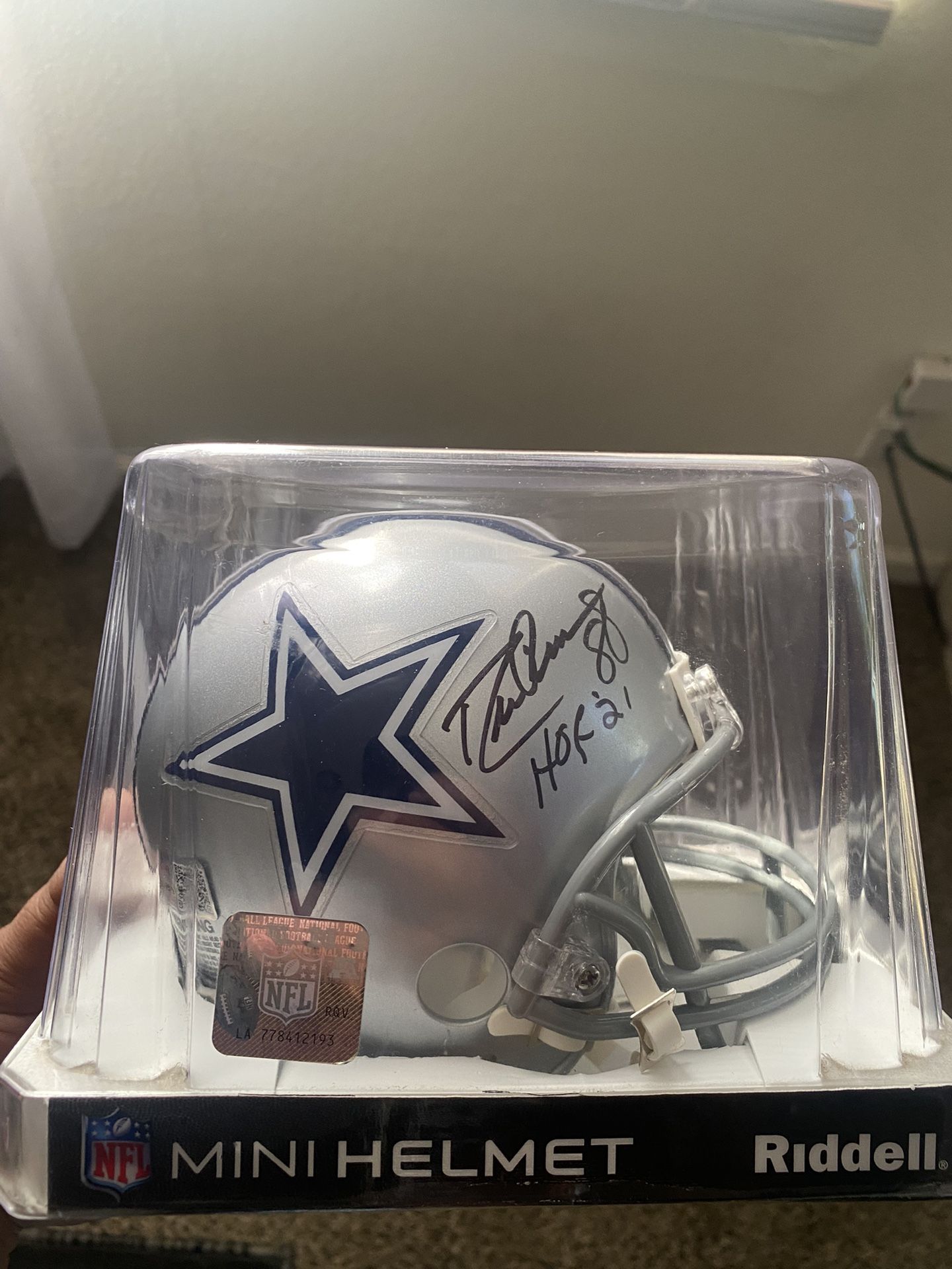 Drew Pearson HOF 2021 Autograph Mini Helmet