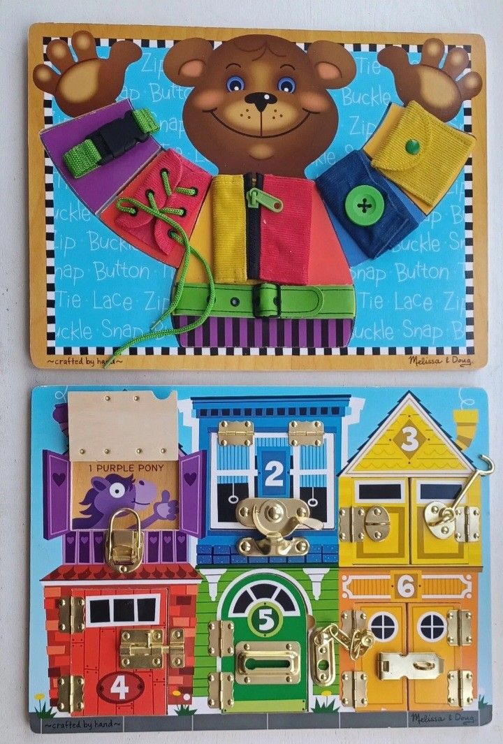 Melissa & Doug Basic Dressing Skills Board AND Melissa & Doug Basic Skills Puzzle Board