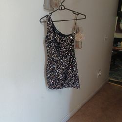 Chrome Sequined BLACK Mini  Dress S/P