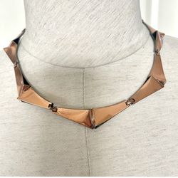 Copper Enamel Mid Century Link Necklace 