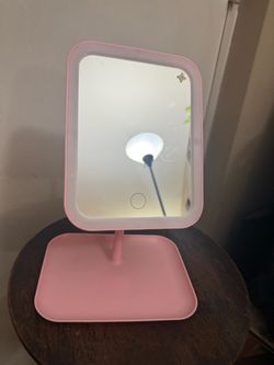 Pink LED Vanity Mirror with Tray Base