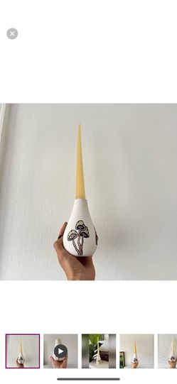 Hand painted Pottery Candlestick Holder