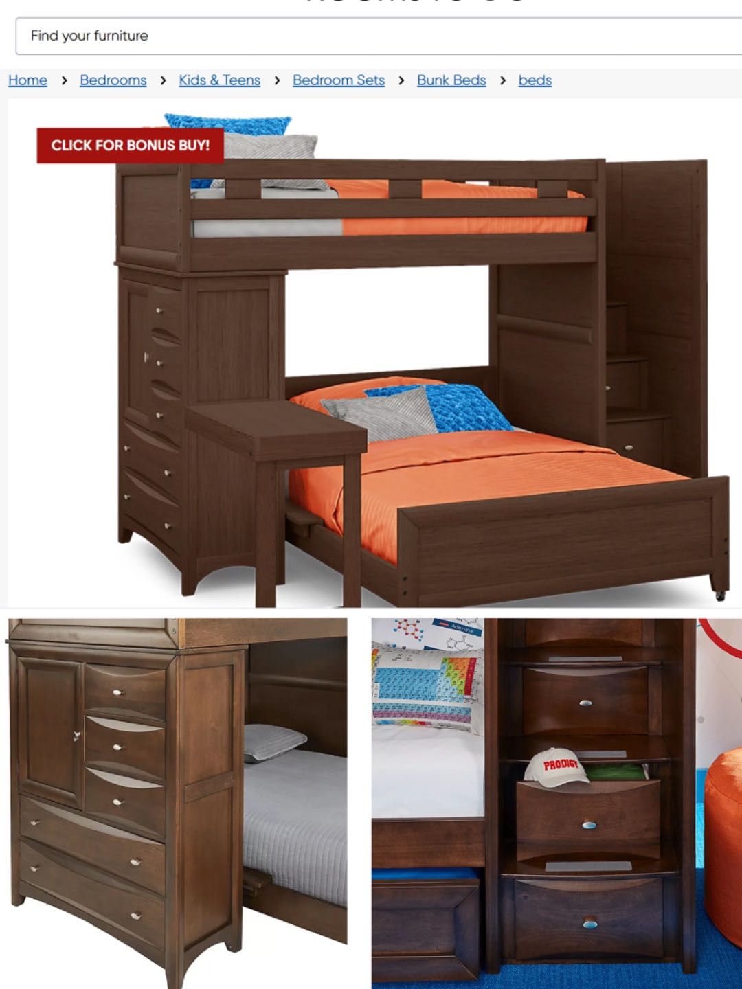 Solid wood bunk bed