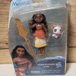 New Disney 2016 Moana of Oceania & Pua Pig Figure Hasbro Pet Pig Boat Oar Rare