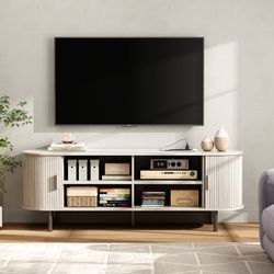 63inch Modern Wood TV Stand with Storage and Shelves to Fit up to 80" TVs