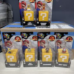 Brand New in the package! The Super Bros. Mini Figures -Dry Bones -Shy Guy -General Koopa -Tanooki Mario -Cat Mario -Goomba