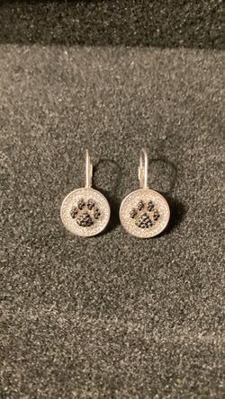 Sterling silver rhodium plated 925CZ dog paws