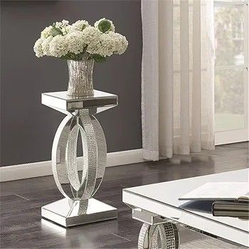 GLASS Side Table Assembled & New
Coaster Furniture Amalia Square Mirrored Acrylic Crystal Side End Table Silver
, NEW 