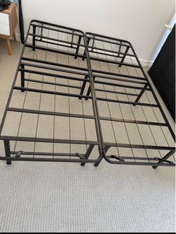 Final sale Today Only: Full bed frame which can be split into two and foldable, with 13 inch (approximately) clearance from floor. Lot of space bel