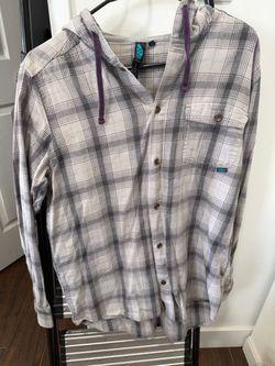 Vans Hooded Flannel Plaid Button-Up Shirt