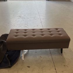 Grey Tufted Storage Bench