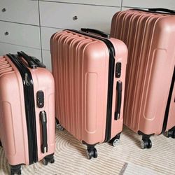 3 in 1 NEW Luggage set FREE Delivery Large Capacity for Traveling PIN Code Pink