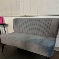 Gray velvet couch