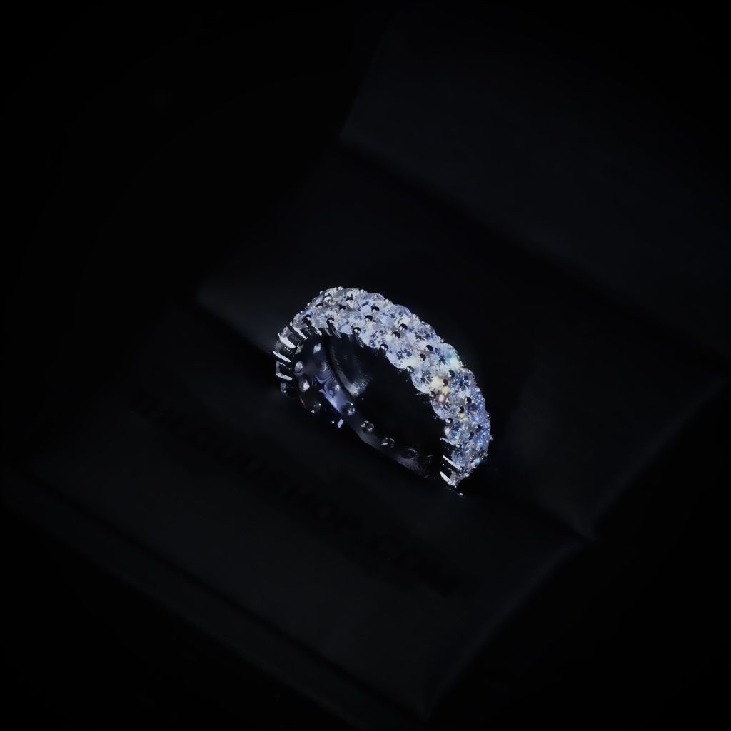 925S / WHITE GOLD SIZE: 10,9,8,7 / WHITE GOLD PLATED 925S/ VVS LAB GROWN DIAMOND 2-ROW RING