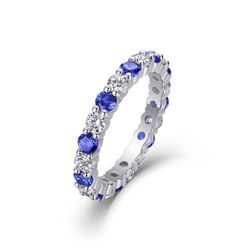Fifty8 Blue Moissanite and Cubic Zirconia Ring, 925 Sterling Silver, Glimmering Shadow