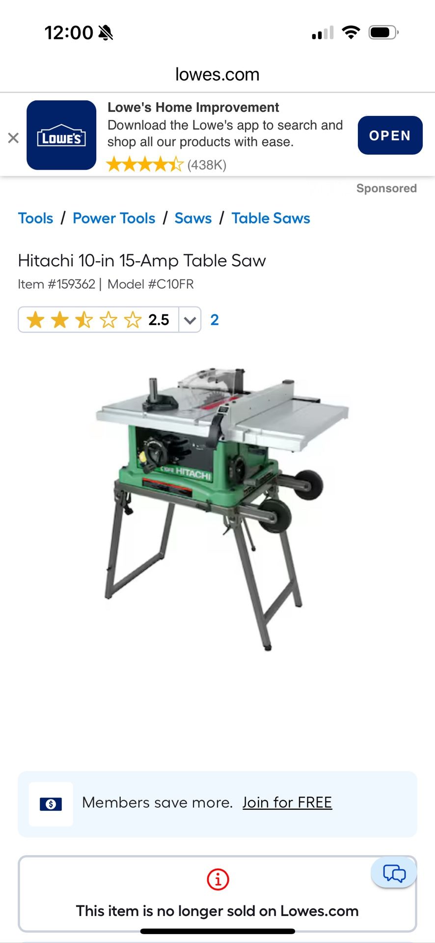 Hitachi Table Saw