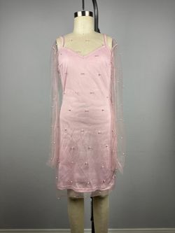 Sincerely Jules Pink Mesh Pearl Mini Dress Size S