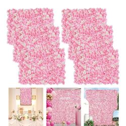 Pink Flower Wall Panel Background - 6 Packs Flowers Backdrops Spring Tea Party Girls Birthday Princess Wedding Bridal Shower Pink Floral Anniversary C
