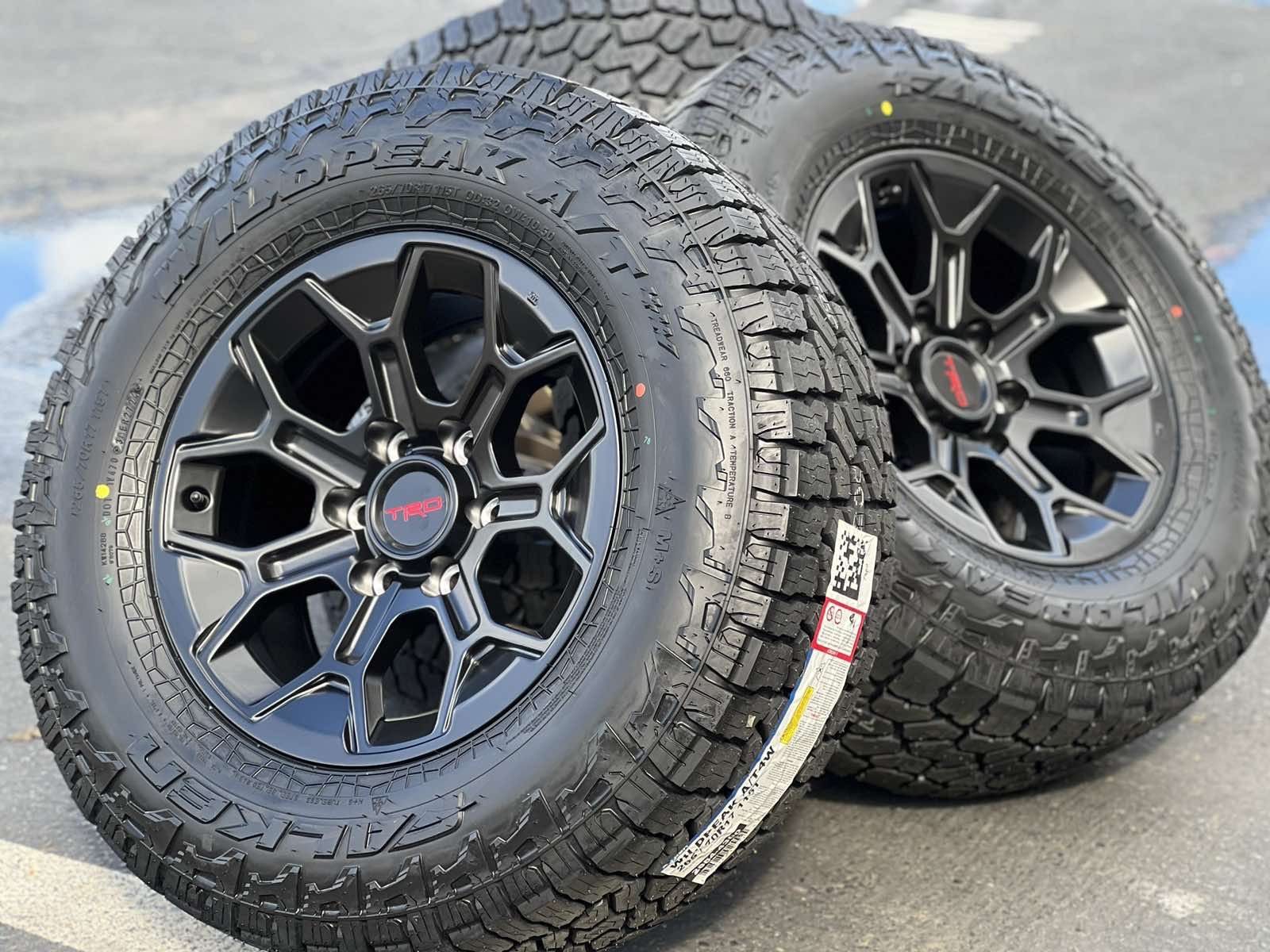 Brand-new 17” black TRD 4Runner wheels and tires Toyota Tacoma FJ rims Tundra Sequoia Lexus GX GX460 Chevrolet Silverado Tahoe GMC Sierra Yukon 1500