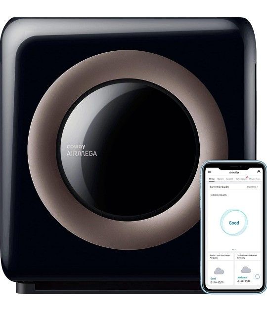 Coway Airmega AP-1512HHS App-Enabled Smart Technology, Compatible with Amazon Alexa True HEPA Air Purifier, Black/Bronze