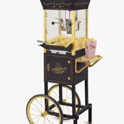 Nostalgia Vintage 8-Ounce Professional Popcorn and Concession Cart, 53 Inches Tall, Makes 32 Cups of Popcorn, Kernel Measuring Cup, Oil Measuring Spoo