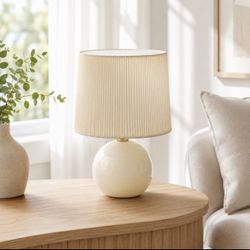 Small Pleated Ceramic Table Lamp, New in Box