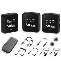 VeGue Wireless Lavalier Microphone System, 2.4GHz Dual Channel Wireless Lapel...