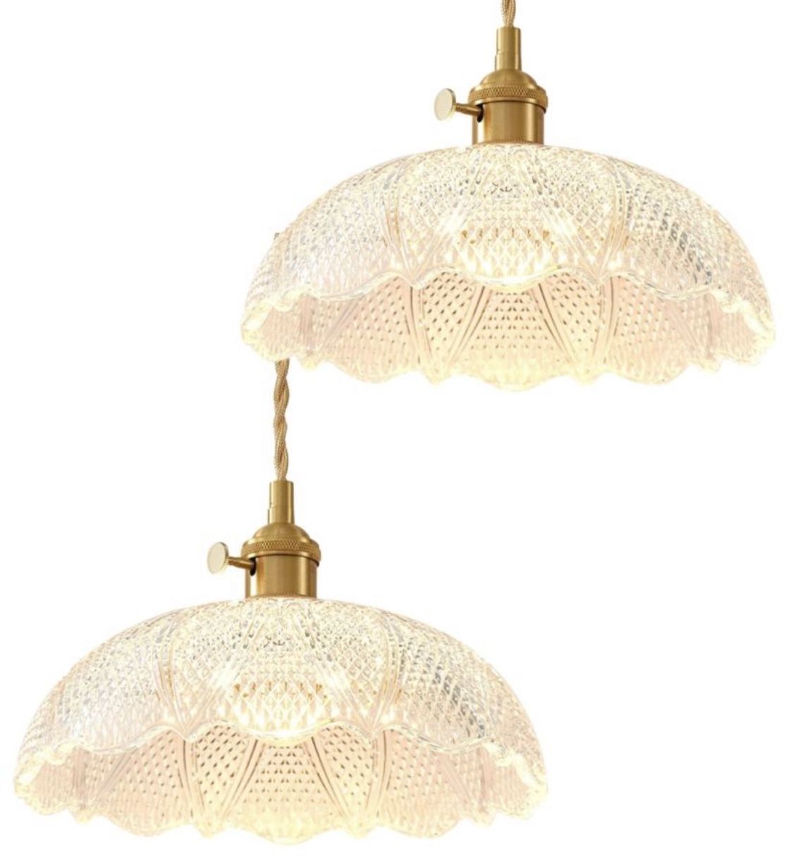 Set of 2 vintage farmhouse pendant light fixtures