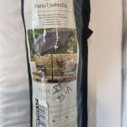 Threshold 7.5 Foot Patio Umbrella Vented Canopy, Black w. 33lb. Outdoor Base