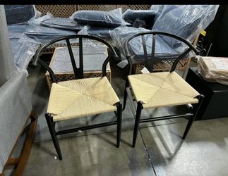 2 For $95 Outdoor Assembled New Wishbone Dining Chairs Set of 2 Mid-Century Weave Dining Room Chair