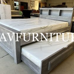 Full Bed W Twin Trundle And 2 Foam Mattresses 