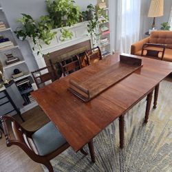 Solid Cherry Drop-leaf Table w/ Add'l Leaf & 5 Chairs