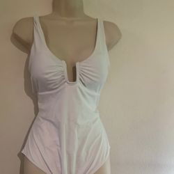 White One Piece Swimsuits Tummy Control U Wire Large.  (T)
