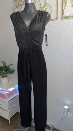 Black Jumpsuit V Neck Bodice And A TieBelt