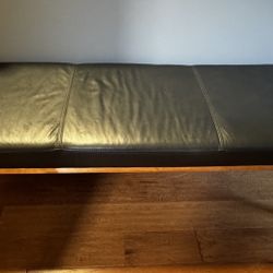 Genuine Leather 3 Seat Bench With Chrome Legs