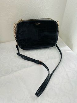 Black Crossbody Purse With Gold Accents