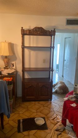 Solid wood display case with storage