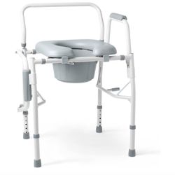 Medline Drop Arm Commode Chair for Adults and Seniors, Padded Seat