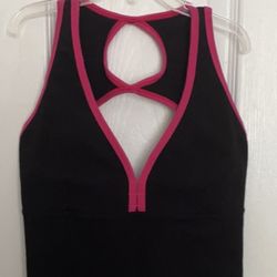 “Body Line” Black with Fuchsia Borders Tank Top