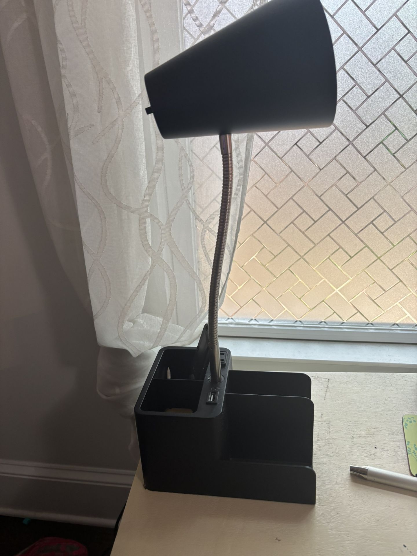 Black Desk Lamp with Organizer & USB Port – Great for Dorm or Home Office