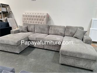 New! Plush U-Shaped Sectional, Sectionals, Sofa, Modular Sectional, Couch, Sofa, Sectional With Chaise, Double Chaise Sofa, Grey Sofa, Grey Couch